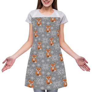 Snowy Fox Knitted Pattern Print Adjustable Apron