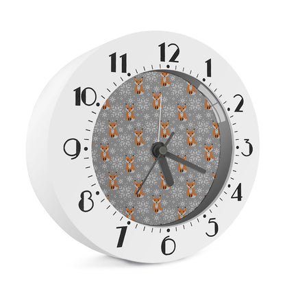 Snowy Fox Knitted Pattern Print Alarm Clock