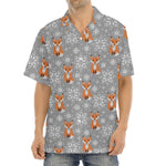 Snowy Fox Knitted Pattern Print Aloha Shirt
