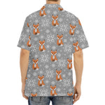 Snowy Fox Knitted Pattern Print Aloha Shirt