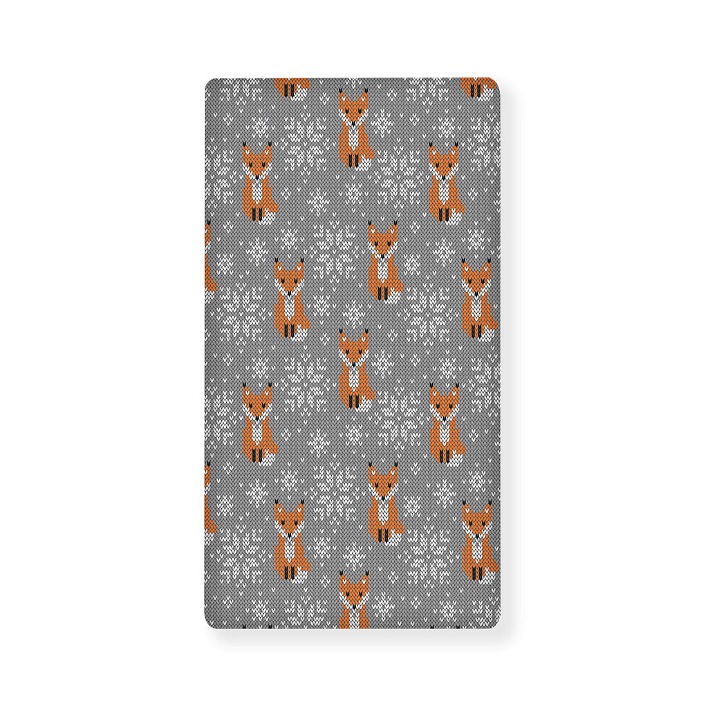 Snowy Fox Knitted Pattern Print Baby Crib Sheet