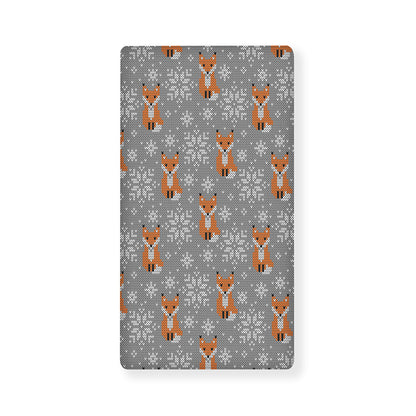 Snowy Fox Knitted Pattern Print Baby Crib Sheet