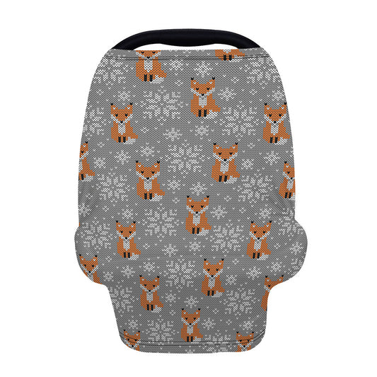 Snowy Fox Knitted Pattern Print Baby Seat Cover
