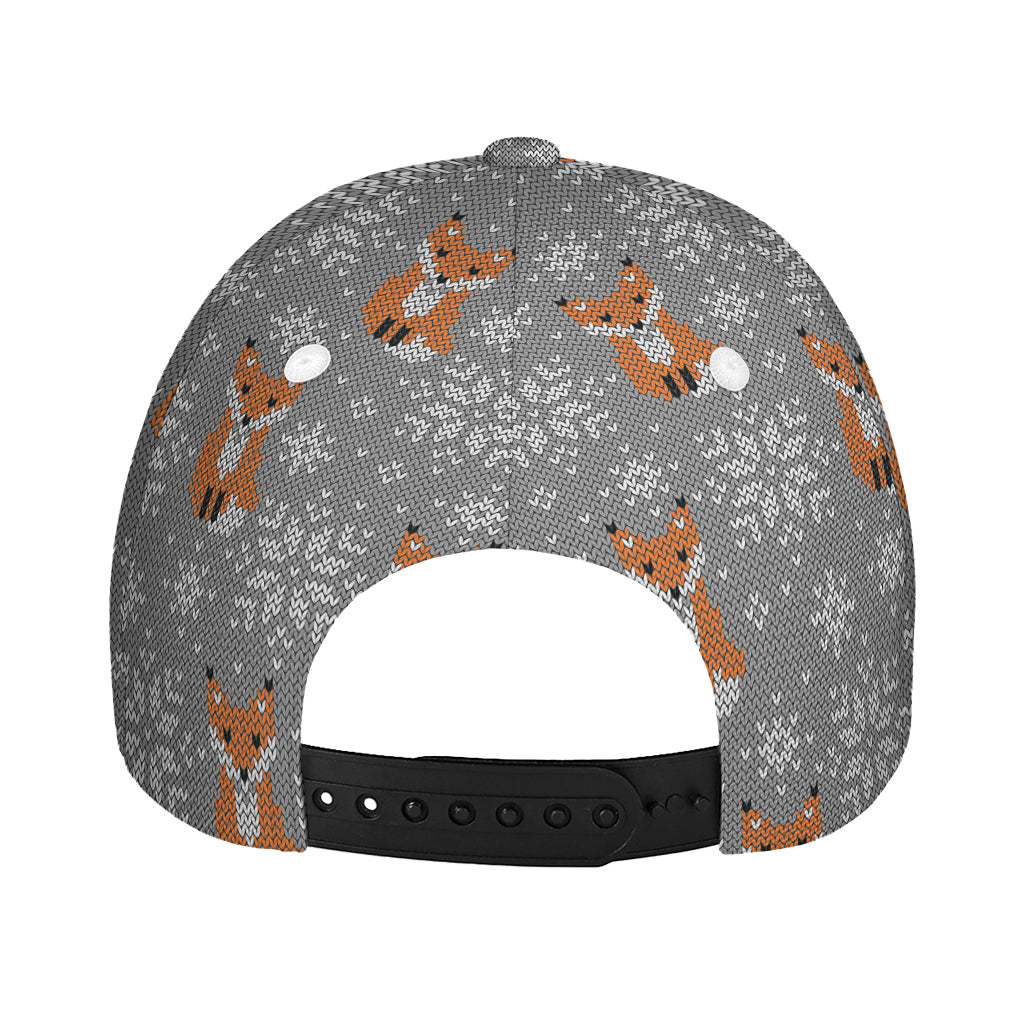 Snowy Fox Knitted Pattern Print Baseball Cap