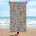 Snowy Fox Knitted Pattern Print Beach Towel