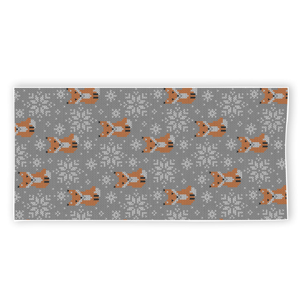 Snowy Fox Knitted Pattern Print Beach Towel