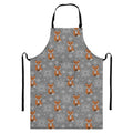 Snowy Fox Knitted Pattern Print Bib Apron With Pocket