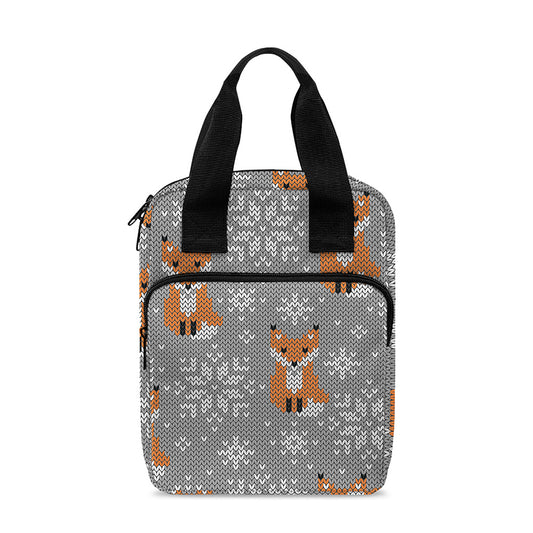 Snowy Fox Knitted Pattern Print Bible Tote Bag