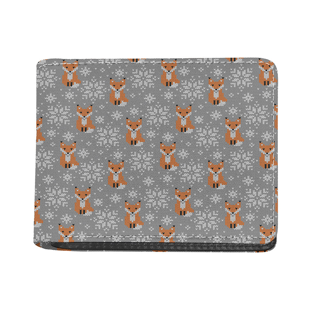 Snowy Fox Knitted Pattern Print Bifold Wallet