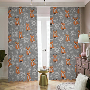 Snowy Fox Knitted Pattern Print Blackout Pencil Pleat Curtains