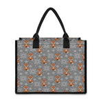 Snowy Fox Knitted Pattern Print Canvas Tote Bag