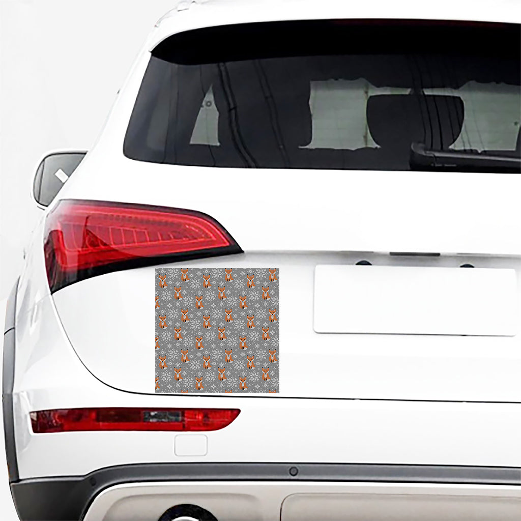 Snowy Fox Knitted Pattern Print Car Sticker