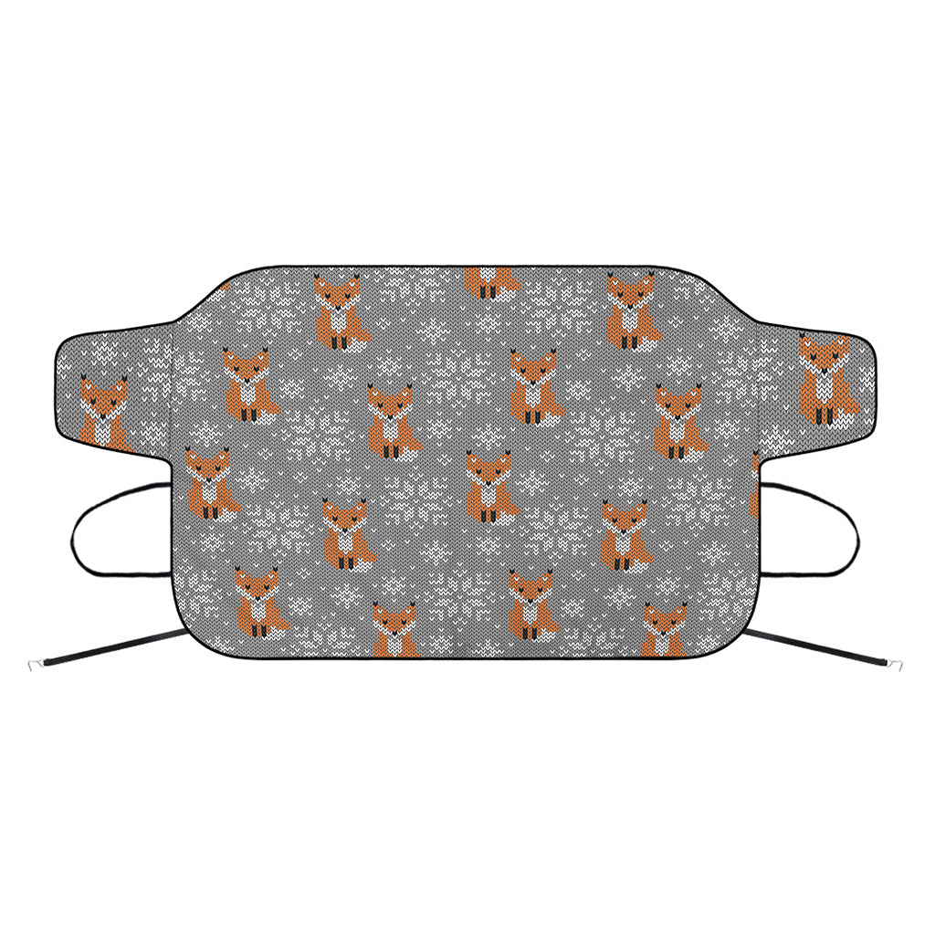 Snowy Fox Knitted Pattern Print Car Windshield Snow Cover
