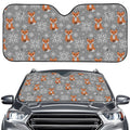 Snowy Fox Knitted Pattern Print Car Windshield Sun Shade