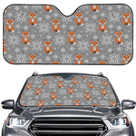 Snowy Fox Knitted Pattern Print Car Windshield Sun Shade