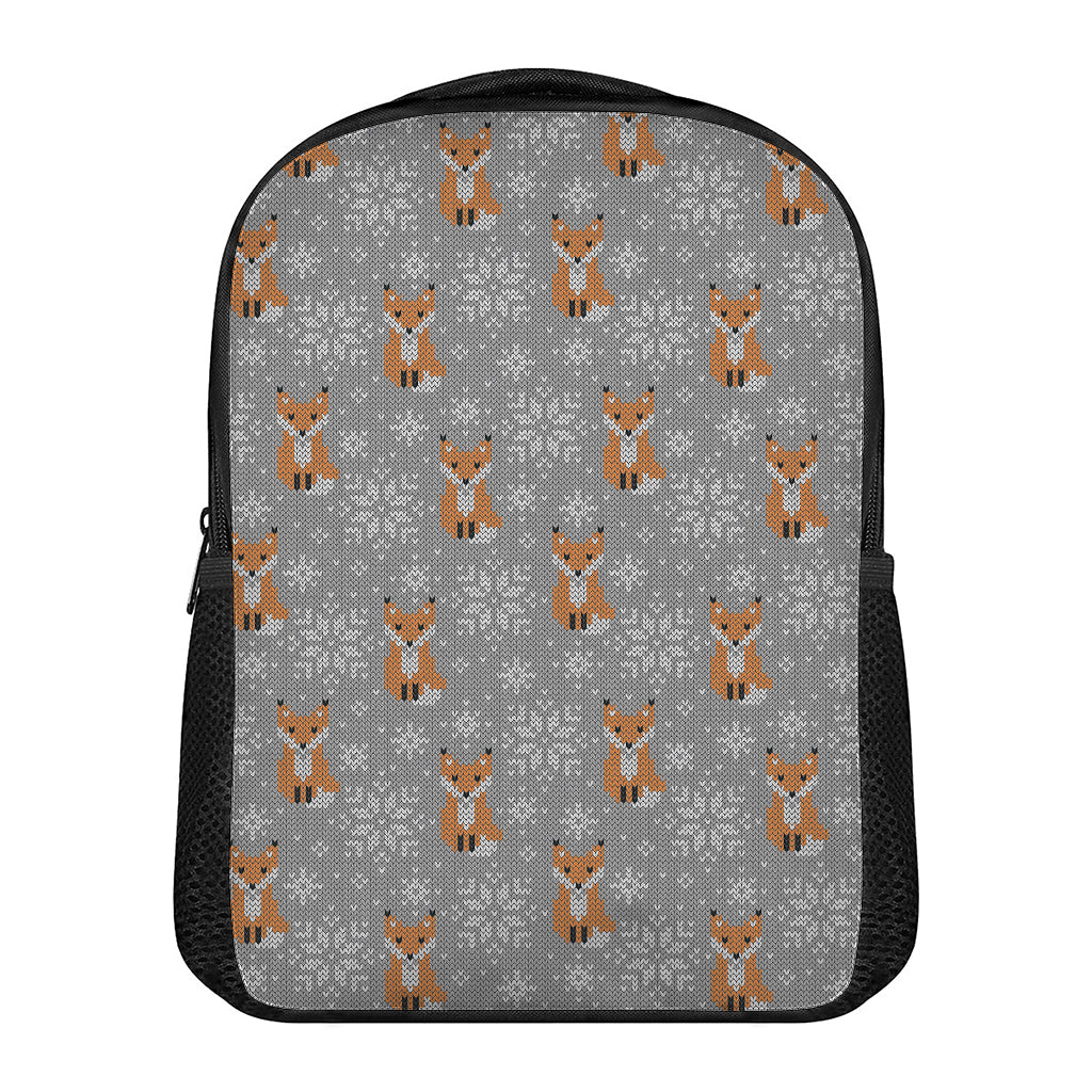 Snowy Fox Knitted Pattern Print Casual Backpack