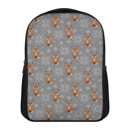 Snowy Fox Knitted Pattern Print Casual Backpack