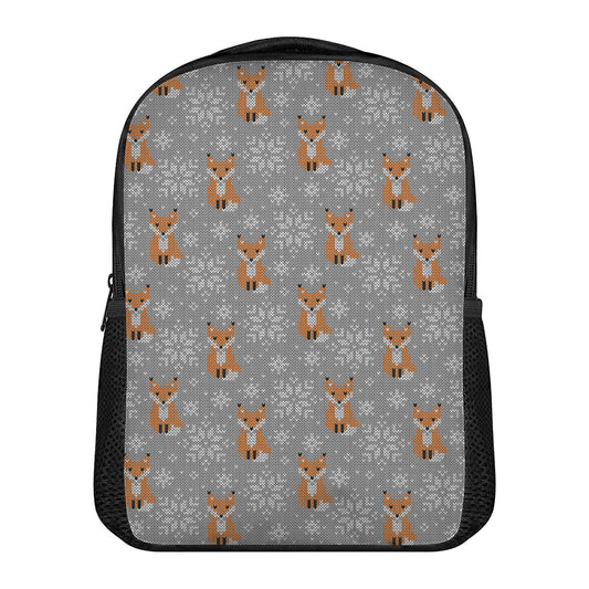 Snowy Fox Knitted Pattern Print Casual Backpack