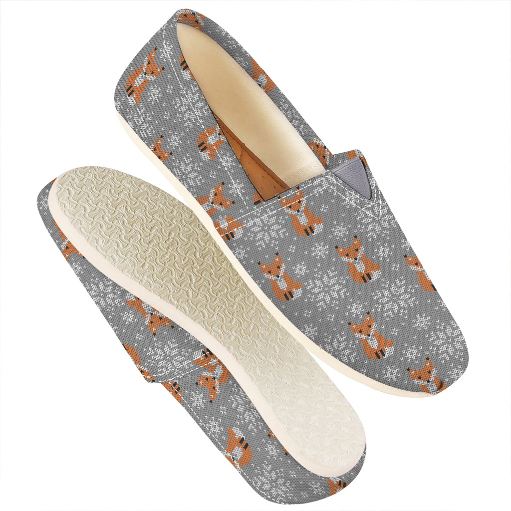 Snowy Fox Knitted Pattern Print Casual Shoes