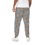 Snowy Fox Knitted Pattern Print Cotton Pants