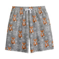 Snowy Fox Knitted Pattern Print Cotton Shorts