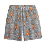 Snowy Fox Knitted Pattern Print Cotton Shorts