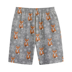 Snowy Fox Knitted Pattern Print Cotton Shorts