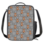 Snowy Fox Knitted Pattern Print Crossbody Lunch Bag