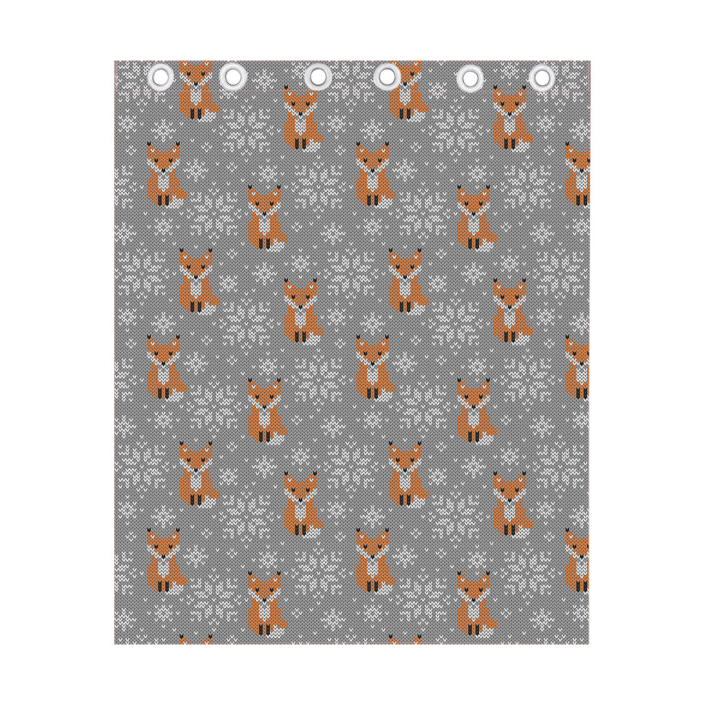 Snowy Fox Knitted Pattern Print Curtain