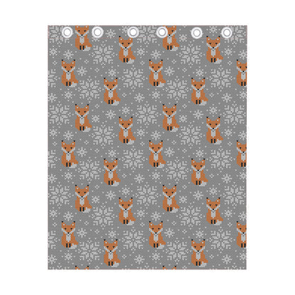 Snowy Fox Knitted Pattern Print Curtain