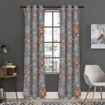 Snowy Fox Knitted Pattern Print Curtain