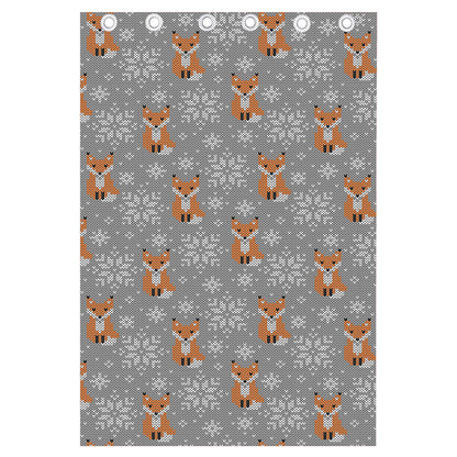 Snowy Fox Knitted Pattern Print Curtain