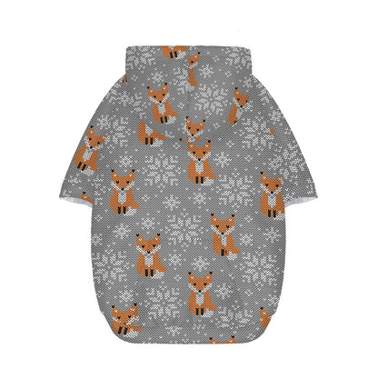 Snowy Fox Knitted Pattern Print Dog Zip Up Hoodie