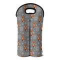Snowy Fox Knitted Pattern Print Double Neoprene Wine Tote