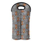 Snowy Fox Knitted Pattern Print Double Neoprene Wine Tote