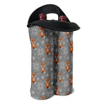 Snowy Fox Knitted Pattern Print Double Neoprene Wine Tote
