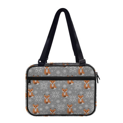Snowy Fox Knitted Pattern Print Double Strap Bible Bag