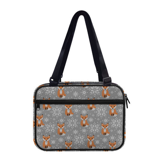 Snowy Fox Knitted Pattern Print Double Strap Bible Bag