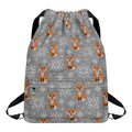 Snowy Fox Knitted Pattern Print Drawstring Backpack