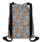 Snowy Fox Knitted Pattern Print Drawstring Backpack
