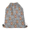Snowy Fox Knitted Pattern Print Drawstring Bag