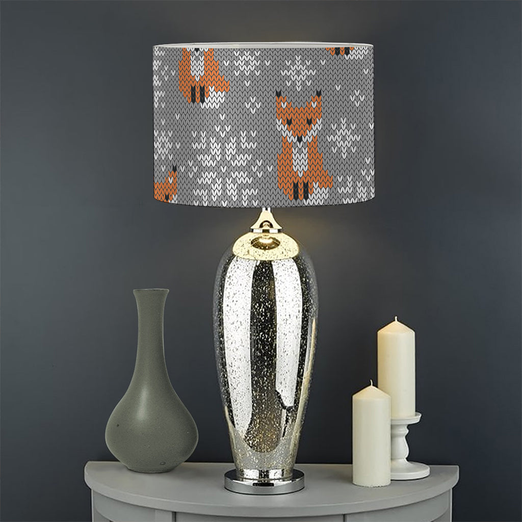 Snowy Fox Knitted Pattern Print Drum Lamp Shade