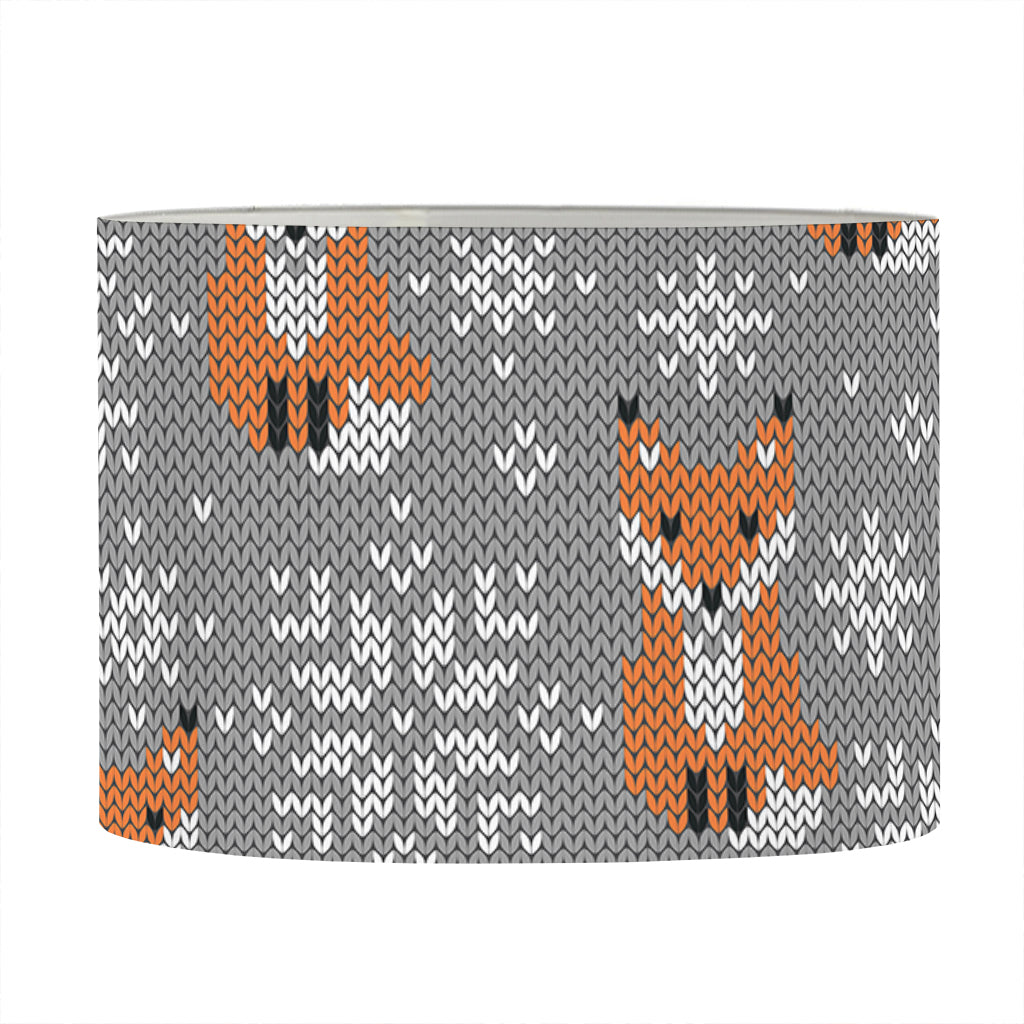 Snowy Fox Knitted Pattern Print Drum Lamp Shade