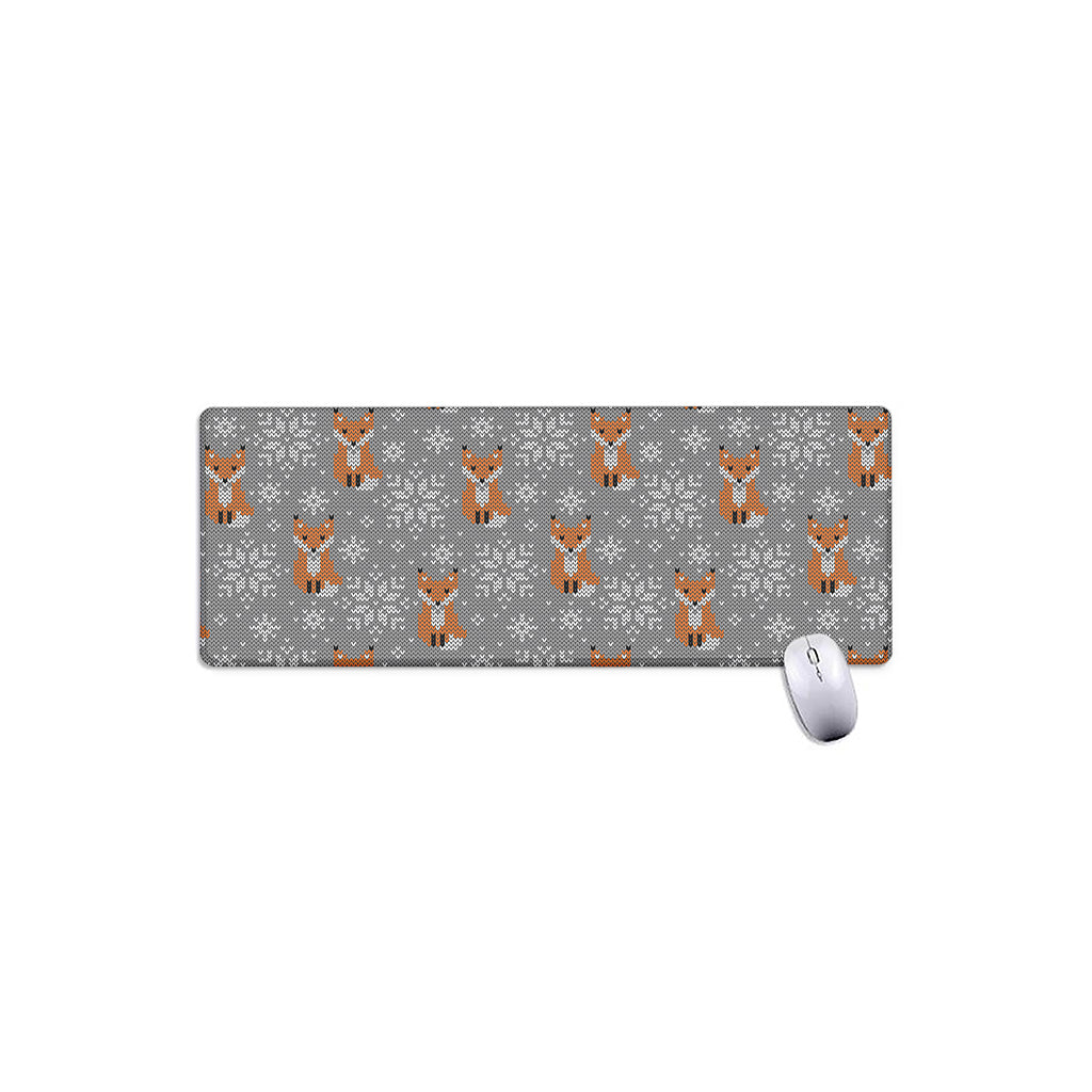 Snowy Fox Knitted Pattern Print Extended Mouse Pad