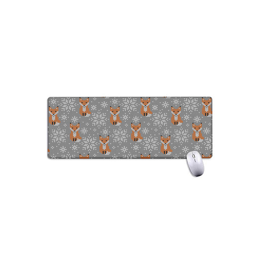 Snowy Fox Knitted Pattern Print Extended Mouse Pad