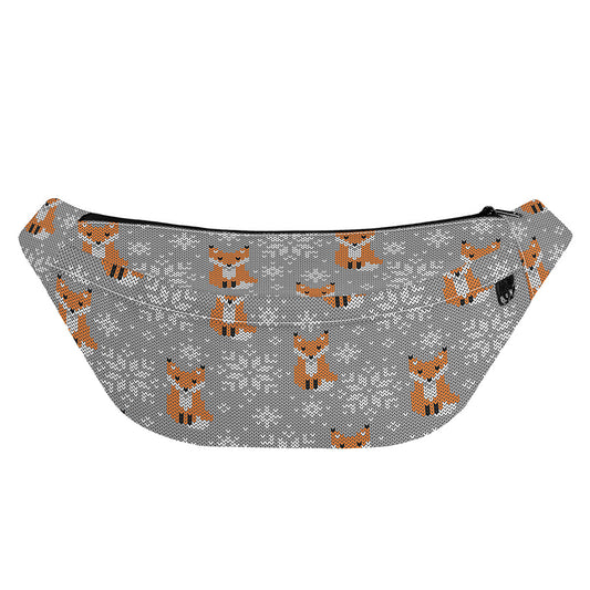 Snowy Fox Knitted Pattern Print Fanny Pack