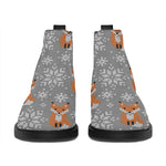 Snowy Fox Knitted Pattern Print Flat Ankle Boots