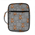 Snowy Fox Knitted Pattern Print Front Pocket Bible Bag
