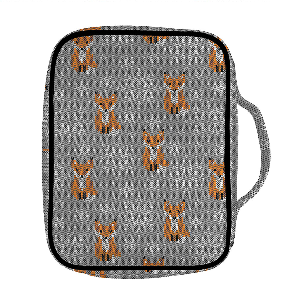 Snowy Fox Knitted Pattern Print Front Pocket Bible Bag
