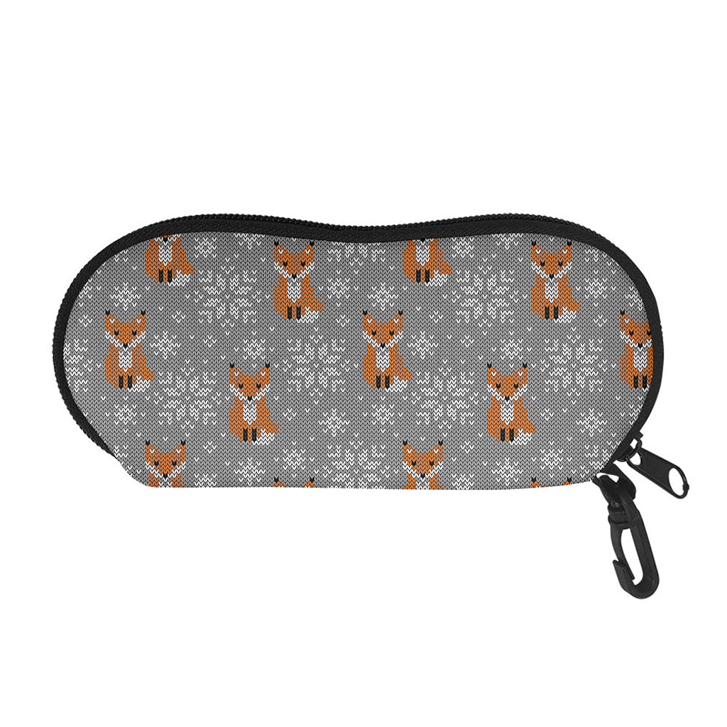 Snowy Fox Knitted Pattern Print Glasses Case
